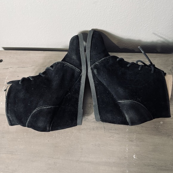 Madden Girl Black Suede Lace-Up Wedge Ankle Booties Women's Size 7 SEE PHOTOS - Picture 5 of 10